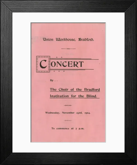 Framed Print : Bradford workhouse concert programme cover Framed Print : Bradford workhouse concert programme cover