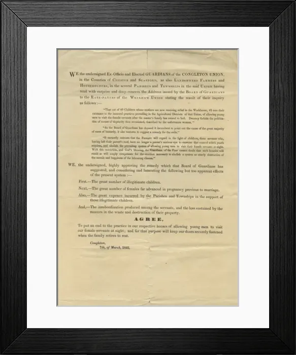 Framed Print : Servants Night-time Visiting Ban at Congleton, Cheshire Framed Print : Servants Night-time Visiting Ban at Congleton, Cheshire