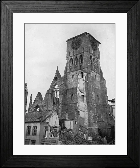 Framed Print : Church of Saint Jean in Dixmude, West Flanders, WWI
