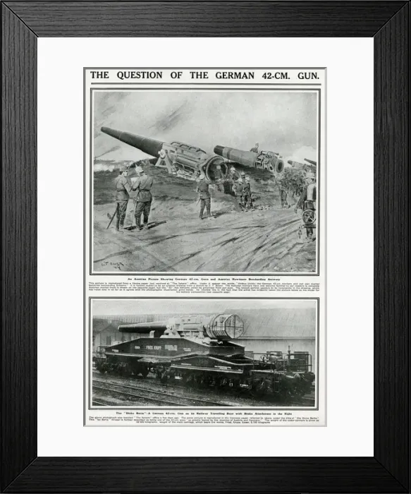 Framed Print : German 42cm guns bombarding Antwerp Framed Print : German 42cm guns bombarding Antwerp