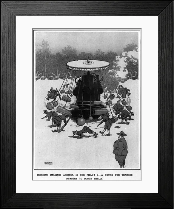 Framed Print : America in the Field by Heath Robinson, WW1 Framed Print : America in the Field by Heath Robinson, WW1