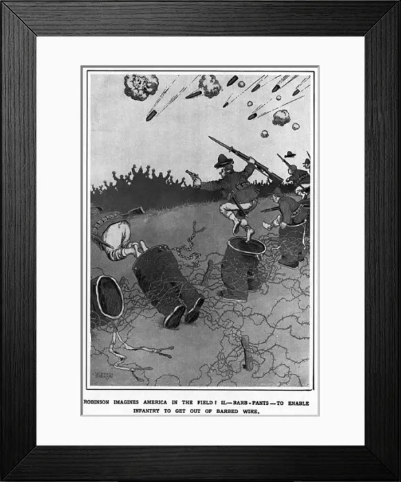 Framed Print : America in the Field by Heath Robinson, WW1 Framed Print : America in the Field by Heath Robinson, WW1