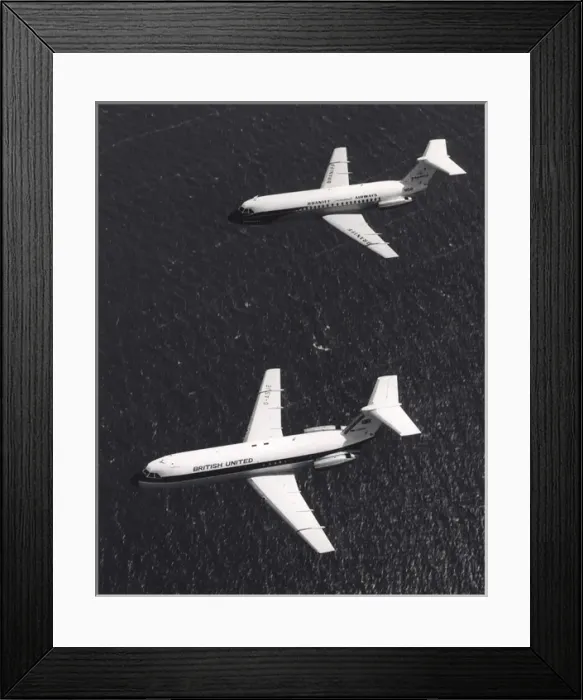Framed Print : BAC One-Eleven 201AC, G-ASJE, of British United Framed Print : BAC One-Eleven 201AC, G-ASJE, of British United
