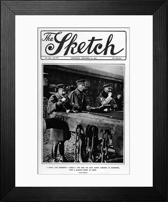 Framed Print : Sketch cover - King George V & Albert I, end of WW1 Framed Print : Sketch cover - King George V & Albert I, end of WW1