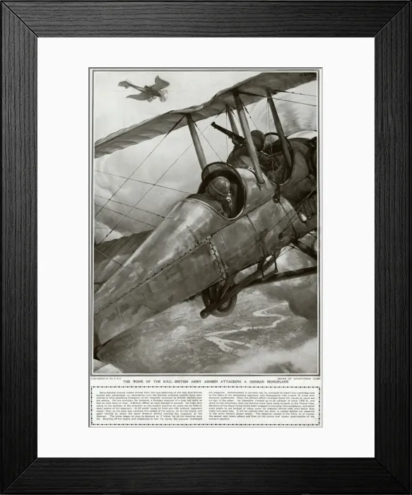 Framed Print : Royal Flying Corps airmen attack a German monoplane, 1914 Framed Print : Royal Flying Corps airmen attack a German monoplane, 1914