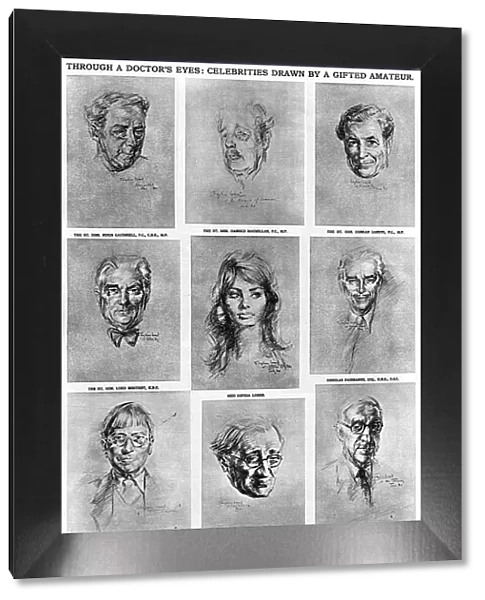 Stephen Wards sketches of celebrities, 1960