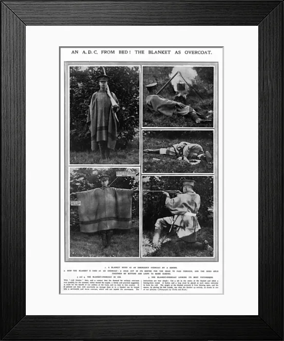 Framed Print : A blanket converted into an overcoat for British soldiers Framed Print : A blanket converted into an overcoat for British soldiers