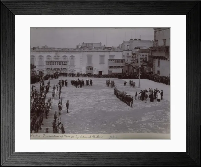 Framed Print : Admiral Ballard presenting badges to scouts, Malta Framed Print : Admiral Ballard presenting badges to scouts, Malta