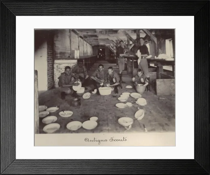 Framed Print : Scouts in Antigua washing dishes Framed Print : Scouts in Antigua washing dishes