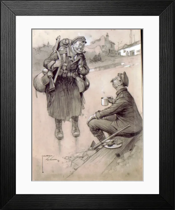 Framed Print : Cartoon, A Busmans Holiday, WW1 Framed Print : Cartoon, A Busmans Holiday, WW1