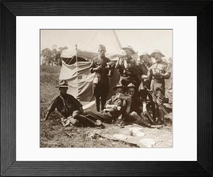 Framed Print : Officers of Western Scout Troop, in camp Framed Print : Officers of Western Scout Troop, in camp