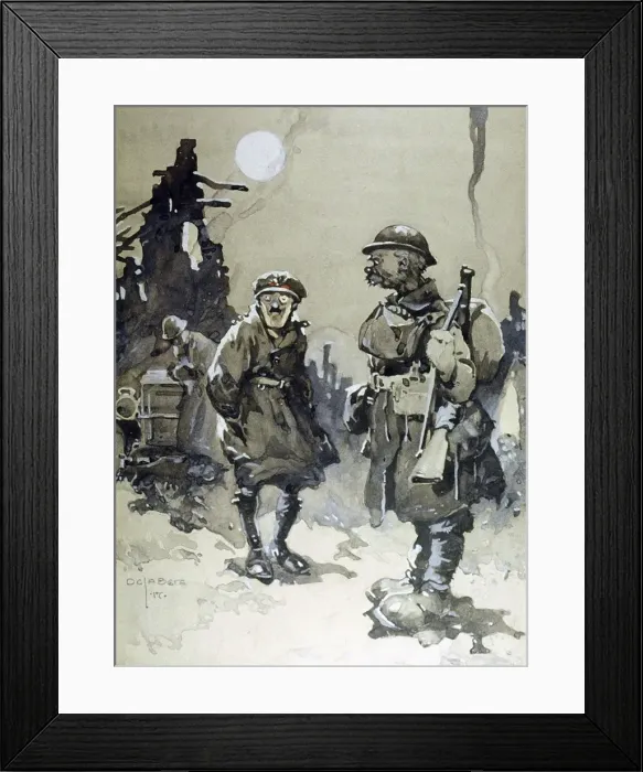 Framed Print : Monocled officer and a Tommy ready for the off, WW1 Framed Print : Monocled officer and a Tommy ready for the off, WW1