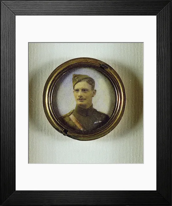 Framed Print : Miniature portrait of a Royal Flying Corps Officer, WW1