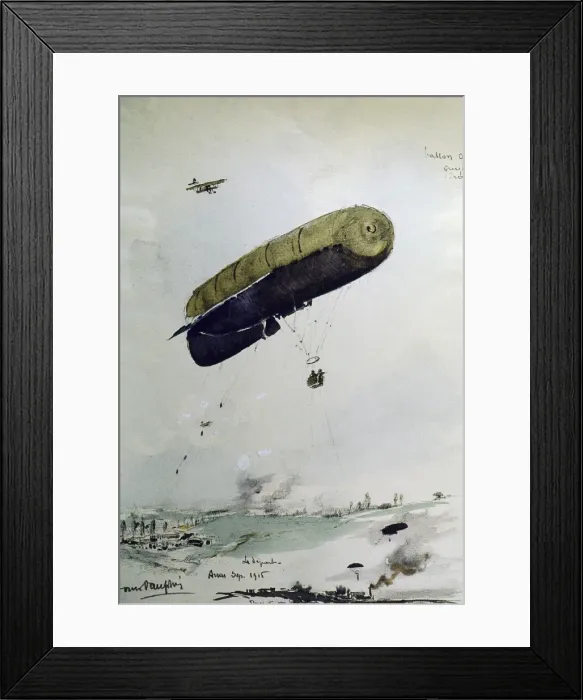 Framed Print : British observation balloon being launched, Arras, WW1 Framed Print : British observation balloon being launched, Arras, WW1