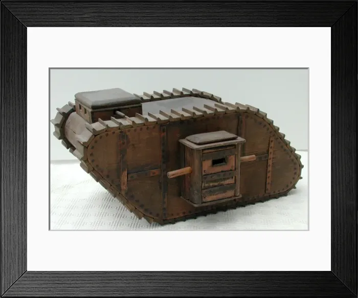Framed Print : Wooden model of a British tank, WW1 Framed Print : Wooden model of a British tank, WW1