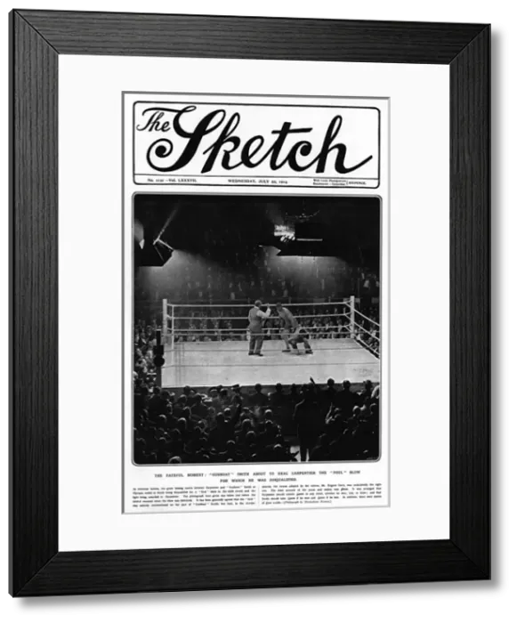 Framed Print : Sketch cover, Georges Carpentier & Gunboat Smith, 1914 Framed Print : Sketch cover, Georges Carpentier & Gunboat Smith, 1914
