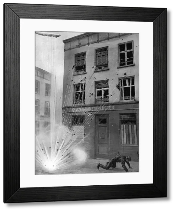 Framed Print : Zeppelin bomb explosion diagram Framed Print : Zeppelin bomb explosion diagram
