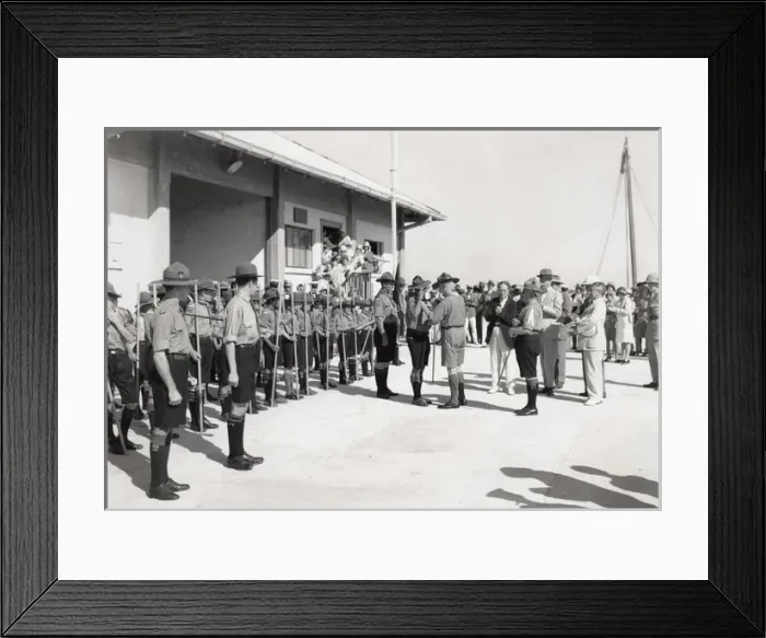 Framed Print : Chief Scout decorating Kings Scout, Bahamas Framed Print : Chief Scout decorating Kings Scout, Bahamas