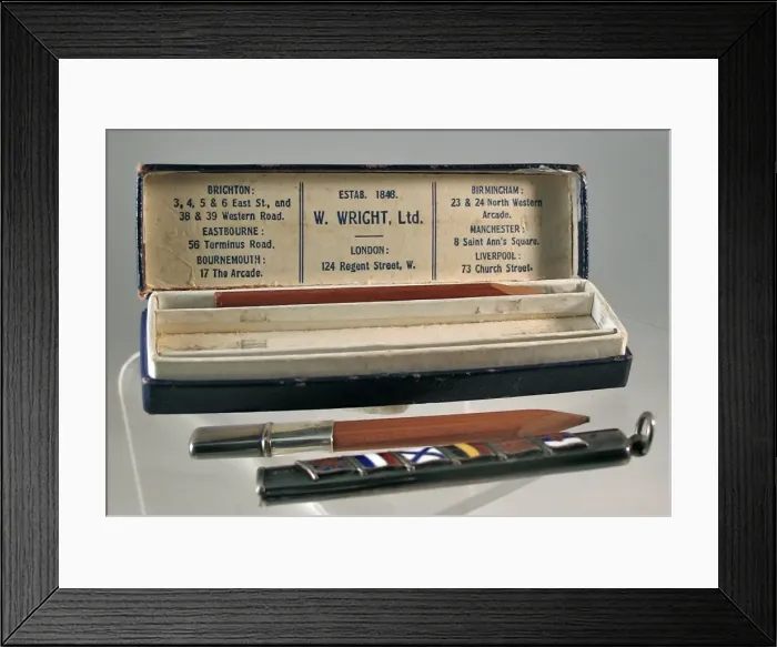 Framed Print : War souvenir, pencil set, enamel flags of the Allies Framed Print : War souvenir, pencil set, enamel flags of the Allies