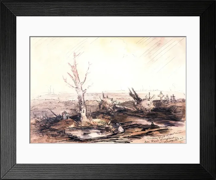 Framed Print : Trones Wood in distance from road to Longueval, WW1 Framed Print : Trones Wood in distance from road to Longueval, WW1
