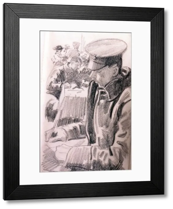 Framed Print : Soldier writing, WW1 Framed Print : Soldier writing, WW1