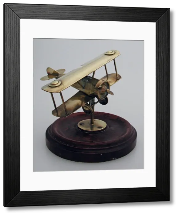 Framed Print : WW1 metal biplane on a wooden base Framed Print : WW1 metal biplane on a wooden base
