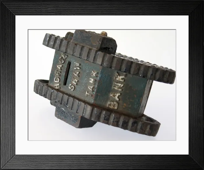 Framed Print : Horace Shaw Tank Bank modelled on WWI tank Framed Print : Horace Shaw Tank Bank modelled on WWI tank