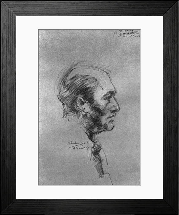 Framed Print : Georg Solti, as sketched by Stephen Ward, 1961