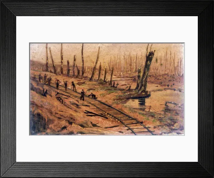 Framed Print : WWI oil painting on a cigar box lid Framed Print : WWI oil painting on a cigar box lid