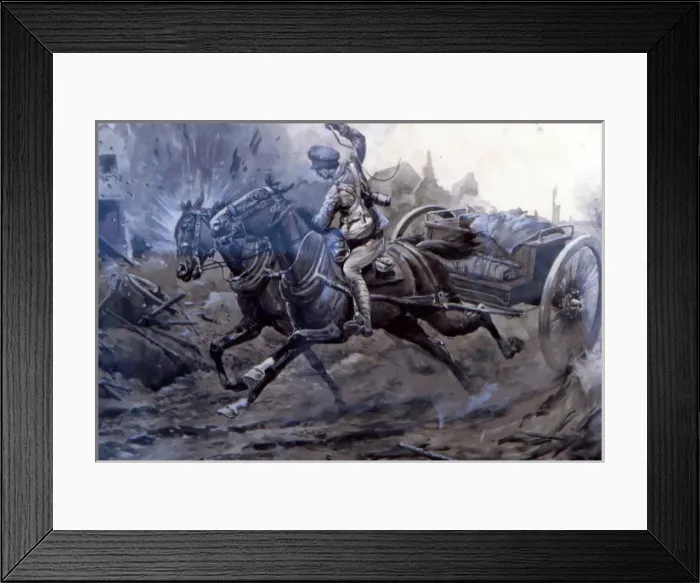 Framed Print : Private A C Crapper bringing up a limber of supplies, WW1 Framed Print : Private A C Crapper bringing up a limber of supplies, WW1