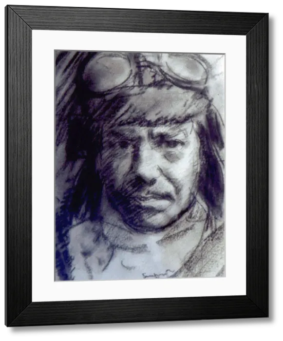 Framed Print : Study of a WWI Pilot Framed Print : Study of a WWI Pilot