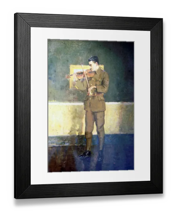 Framed Print : Violin recital by a British Army Sergeant, WW1 Framed Print : Violin recital by a British Army Sergeant, WW1