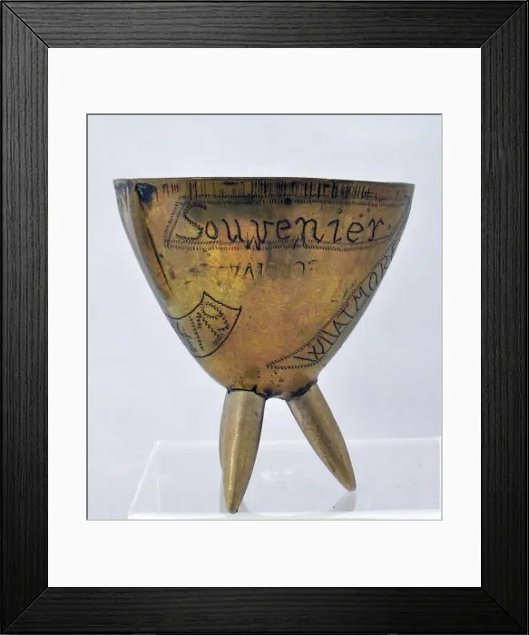Framed Print : Small bowl made from a shell nose cone, WW1 Framed Print : Small bowl made from a shell nose cone, WW1
