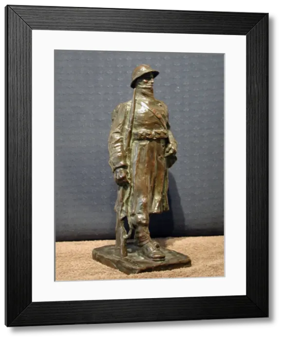 Framed Print : Bronze figure of a Belgian infantryman, WW1 Framed Print : Bronze figure of a Belgian infantryman, WW1