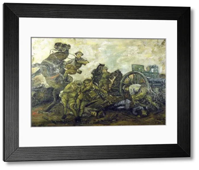Framed Print : British troops bringing in a German battery under fire, WW1 Framed Print : British troops bringing in a German battery under fire, WW1