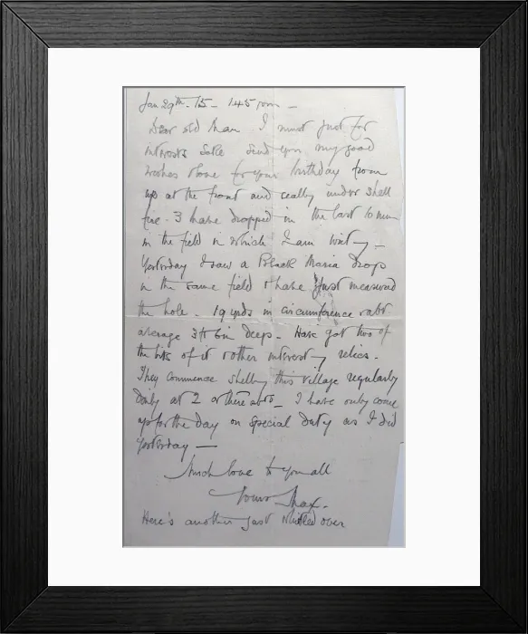 Framed Print : Letter from Firminy, near Dunkirk, WW1 Framed Print : Letter from Firminy, near Dunkirk, WW1