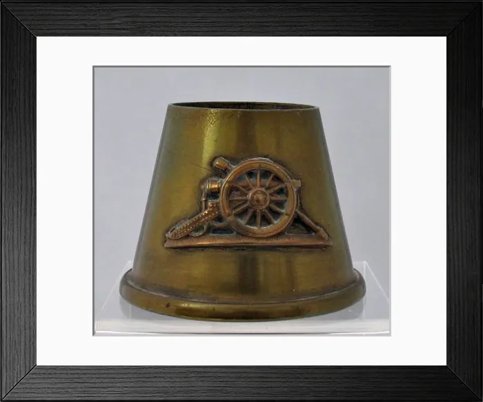 Framed Print : Desk ornament with Royal Field Artillery arm badge, WW1 Framed Print : Desk ornament with Royal Field Artillery arm badge, WW1