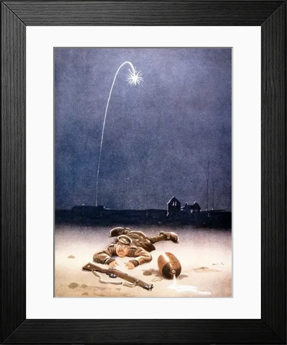 Framed Print : That evening star-shell - Bairnsfather Framed Print : That evening star-shell - Bairnsfather