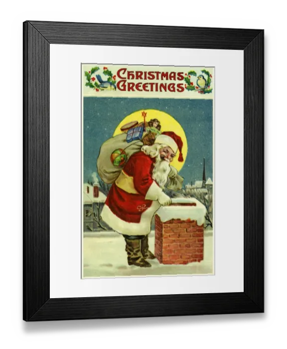 Framed Print : Santa Claus on a rooftop Framed Print : Santa Claus on a rooftop