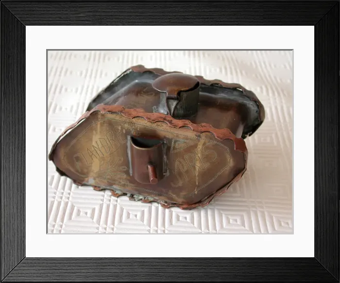 Framed Print : WW1 inkwell, model of a tank Framed Print : WW1 inkwell, model of a tank