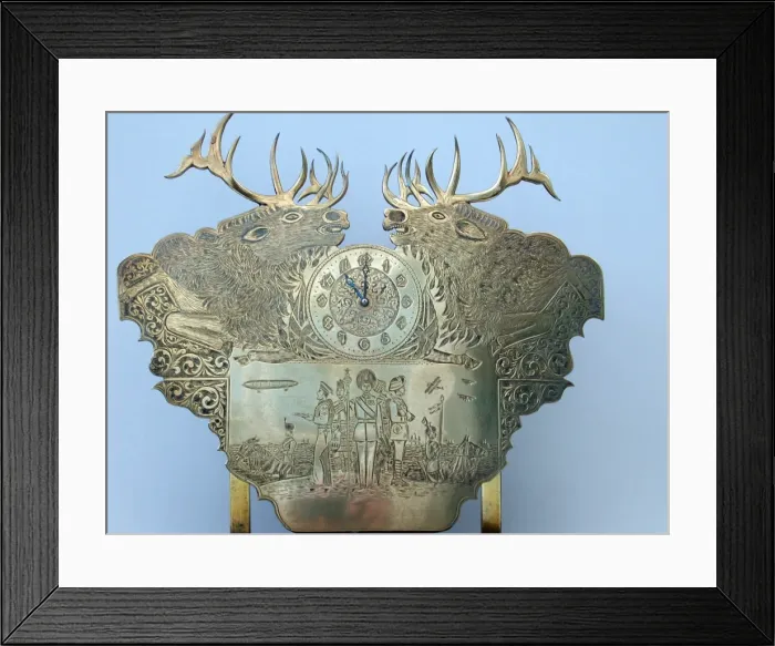 Framed Print : WW1 clock with caribou head decoration Framed Print : WW1 clock with caribou head decoration
