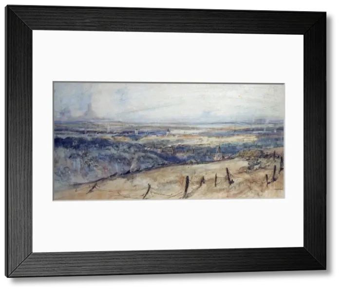 Framed Print : Howitzers shelling German positions, WW1 Framed Print : Howitzers shelling German positions, WW1