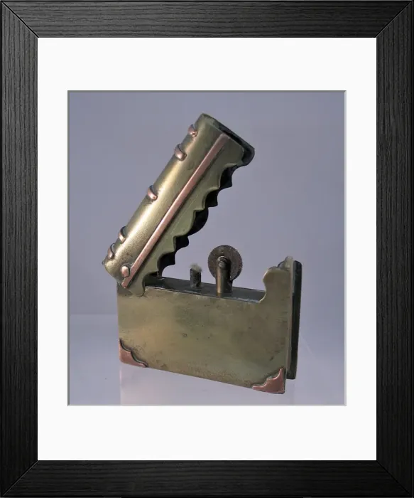 Framed Print : Trench Art lighter in the shape of a book, WW1 Framed Print : Trench Art lighter in the shape of a book, WW1