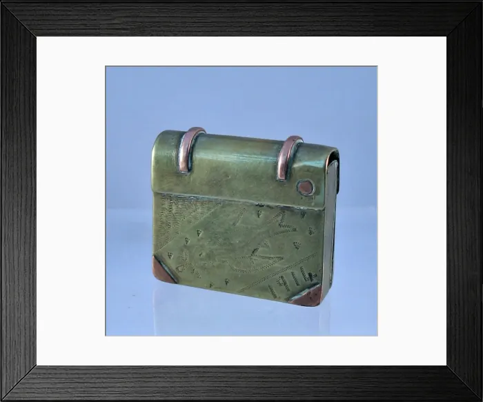 Framed Print : Trench Art lighter in the shape of a book, WW1 Framed Print : Trench Art lighter in the shape of a book, WW1