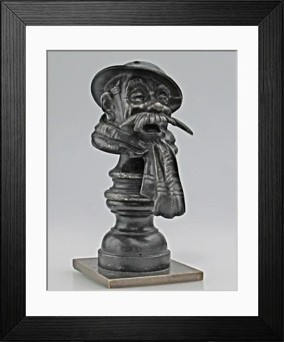 Framed Print : Old Bill car mascot on a metal plinth, WW1 Framed Print : Old Bill car mascot on a metal plinth, WW1