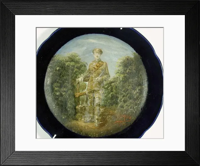 Framed Print : Blue glazed plate - WW1 RFA soldier Framed Print : Blue glazed plate - WW1 RFA soldier
