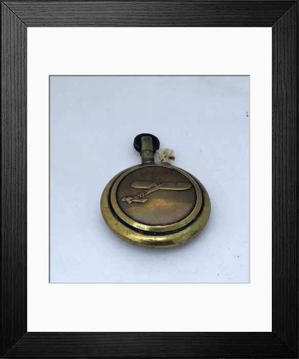 Framed Print : Brass lighter with French Bleriot monoplane, WW1 Framed Print : Brass lighter with French Bleriot monoplane, WW1