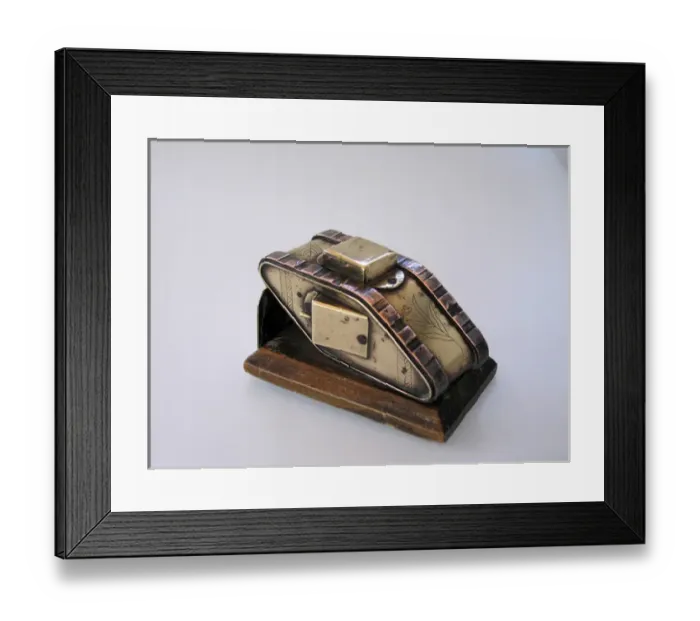 Framed Print : WW1 tank on wooden base Framed Print : WW1 tank on wooden base