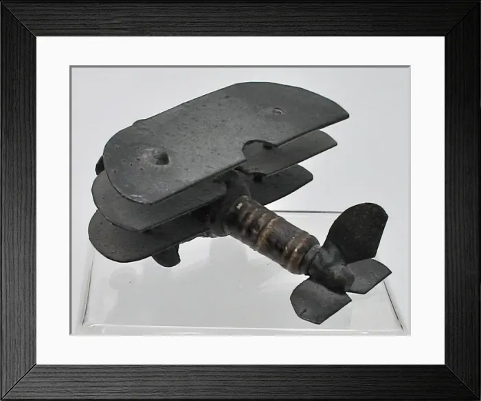 Framed Print : Model of triplane, sparkplug fuselage and metal wings, WW1