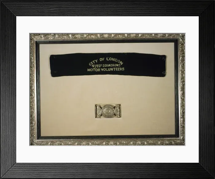 Framed Print : Green baize armband of City of London Motor Volunteers Framed Print : Green baize armband of City of London Motor Volunteers